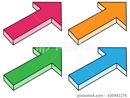 3D straight upward arrow 4 color set with outline 100992276