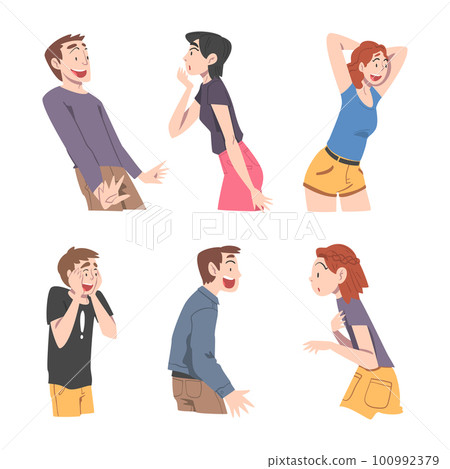 Young Man and Woman with Shocked Face Expression Vector Set Young Man and Woman with Shocked Face Expression Vector Set 100992379
