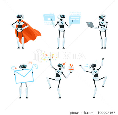 Modern Robot as Programmable Machine Engaged in Different Activity Vector Set Modern Robot as Programmable Machine Engaged in Different Activity Vector Set 100992467