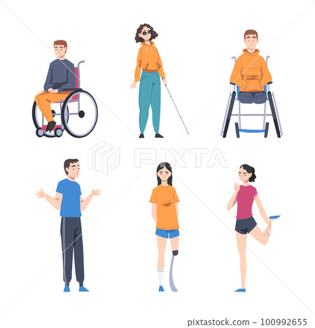 People Character with Disabilities Applying for Jobs and Rejected by Employer Vector Illustration Set 100992655