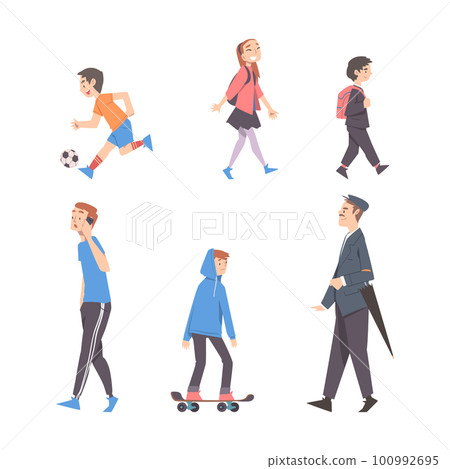 People Characters Walking in the Park Vector Set People Characters Walking in the Park Vector Set 100992695