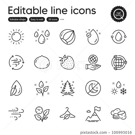 Nature Elements Icons All in One Icons Black Stock Vector