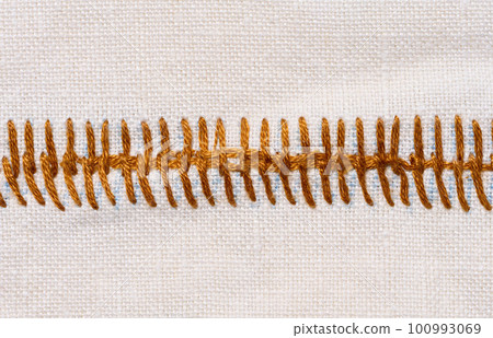 Piece of cotton fabric for making tablecloths and kitchen towels with embroidered elements Piece of cotton fabric for making tablecloths and kitchen towels with embroidered elements 100993069