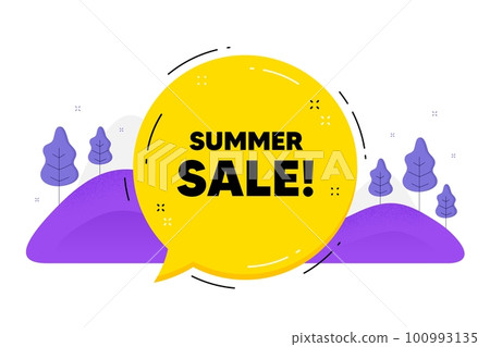 Summer Sale text. Speech bubble chat balloon. Special offer price sign. Advertising Discounts symbol. Talk summer sale message. Voice dialogue cloud. Vector 100993135