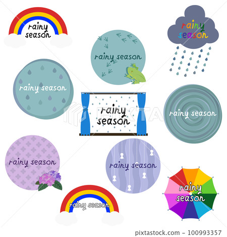 Rainy season text template set Rainy season text template set 100993357