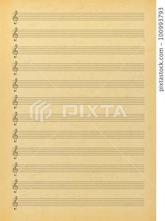 Old blank sheet music page. Music paper with empty 100993793