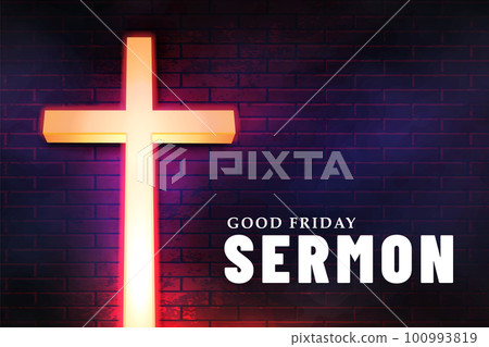 Good Friday web banner with glowing Christian 100993819