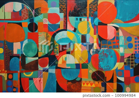 Abstract stylized colors kitsch mid century modern art background. 100994984