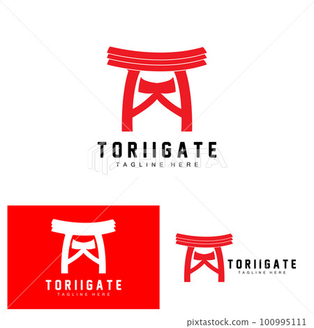 Torii Gate Logo, Japanese History Gate Icon Vector, Chinese Illustration, Wooden Design Company Brand Template 100995111