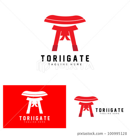 Torii Gate Logo, Japanese History Gate Icon Vector, Chinese Illustration, Wooden Design Company Brand Template 100995128