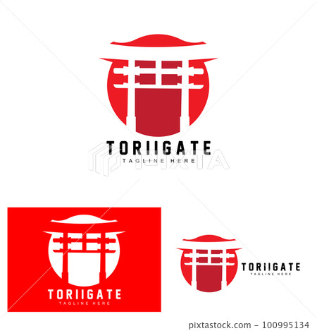 Torii Gate Logo, Japanese History Gate Icon Vector, Chinese Illustration, Wooden Design Company Brand Template 100995134