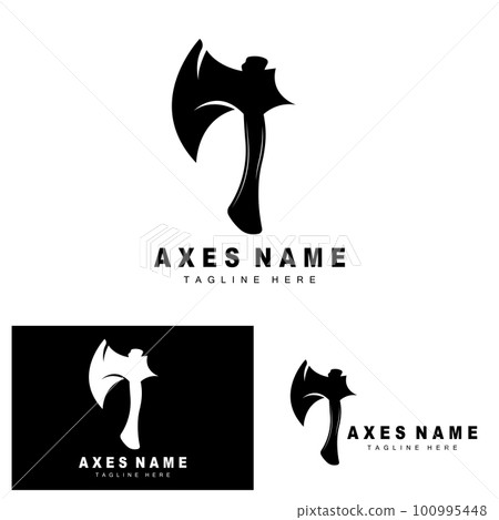 Ax Logo Design, War Tool Illustration and Woodcutter Vector 100995448
