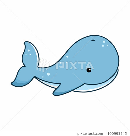 Cute whale on white background. Illustration for children. Cartoon. Sitker in doodle style. Cute whale on white background. Illustration for children. Cartoon. Sitker in doodle style. 100995545