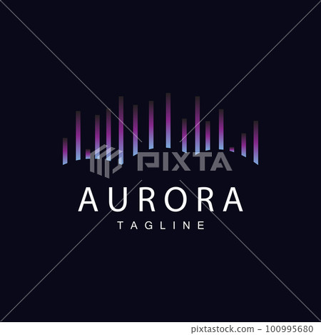 Aurora Logo, Simple Design Amazing Natural Scenery Of Aurora, Vector Icon Template, Illustration 100995680