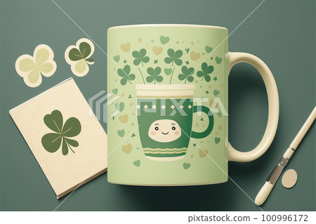 Cute illustration card wallpaper of saint Patrick's day design on pastel green background. 100996172