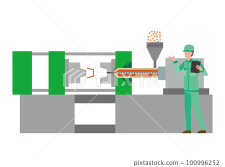 Injection molding machine and workers 100996252