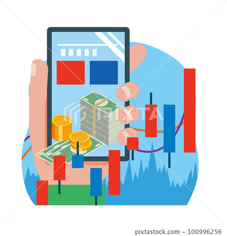 Smartphone and stock trading Smartphone and stock trading 100996256