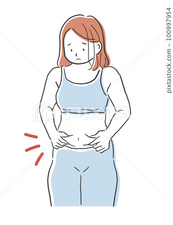 Illustration material of a woman who is worried about belly fat Illustration material of a woman who is worried about belly fat 100997954