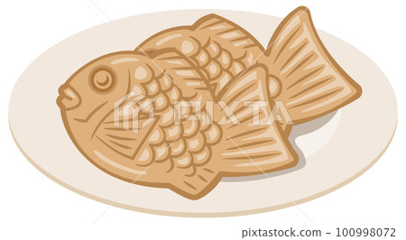 日本糖果 (taiyaki) 在盤子上的圖像插圖 日本糖果 (taiyaki) 在盤子上的圖像插圖 100998072