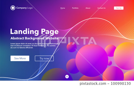 Gradient abstract wave background. Landing Page. Template for websites with bubble. Modern design. Digital track equalizer. Pink shiny wave line. Curved wavy line smooth stripe. Vector style Gradient abstract wave background. Landing Page. Template for websites with bubble. Modern design. Digital track equalizer. Pink shiny wave line. Curved wavy line smooth stripe. Vector style 100998130