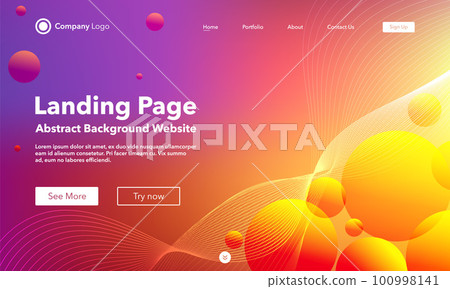 Gradient abstract wave background. Landing Page. Template for websites with bubble. Modern design. Digital track equalizer. Orange shiny wave line. Curved wavy line smooth stripe. Vector style Gradient abstract wave background. Landing Page. Template for websites with bubble. Modern design. Digital track equalizer. Orange shiny wave line. Curved wavy line smooth stripe. Vector style 100998141