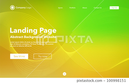 Gradient abstract wave background. Landing Page. Template for websites or apps. Modern design. Digital frequency track equalizer. Colorful shiny wave line. Curved wavy line smooth stripe. Vector style 100998151