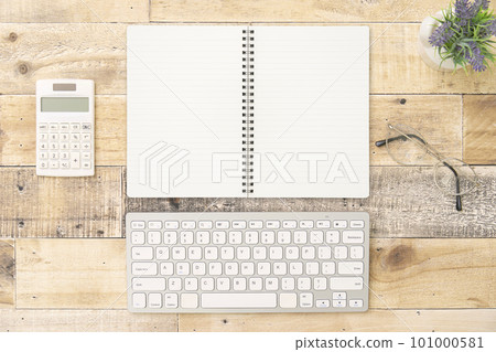 Business desk with a notebook Bird's-eye view shot Unmanned Business desk with a notebook Bird's-eye view shot Unmanned 101000581