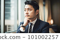 A Japanese businessman in a suit who worries and thinks: AI person 101002257