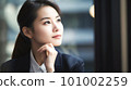 A Japanese woman in a suit who worries and thinks: AI person 101002259