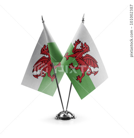 Small national flags of the Wales on a white background 101002387