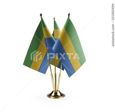 Small national flags of the Gabon on a white background 101002494