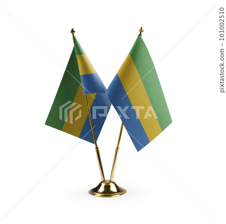 Small national flags of the Gabon on a white background 101002510