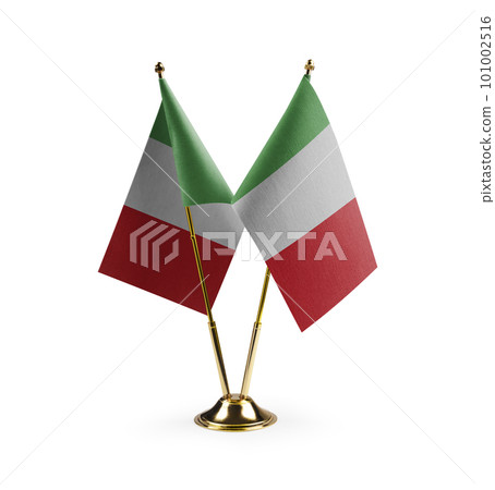 Small national flags of the Italy on a white background 101002516