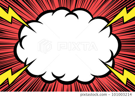 Cloud-shaped frame and lightning background material American comic style 101003214
