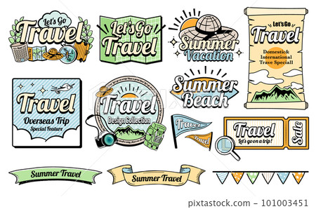American vintage style cool and stylish summer travel/travel design title logo set_orange light blue green American vintage style cool and stylish summer travel/travel design title logo set_orange light blue green 101003451