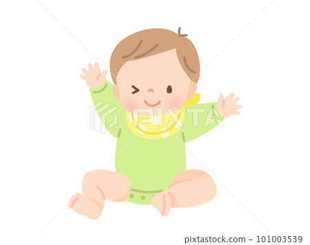 Illustration material of a cute and cheerful baby with a smile Illustration material of a cute and cheerful baby with a smile 101003539