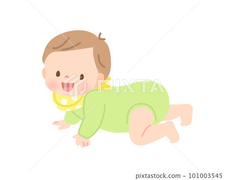 可愛的寶寶爬著笑著的插圖素材 可愛的寶寶爬著笑著的插圖素材 101003545