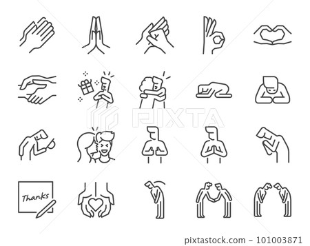 Thank you icon set. It included icons such as thanks, greeting, appreciate, gratitude, and more. 101003871