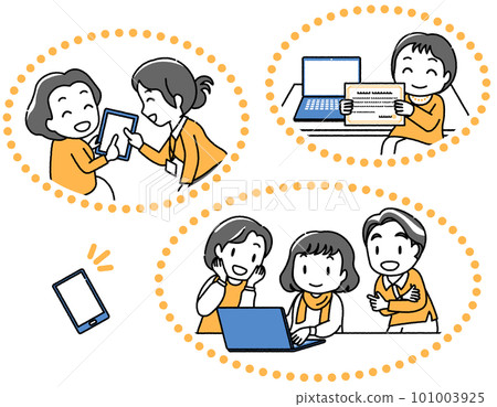 Computer and tablet classroom for seniors (simple color) 101003925
