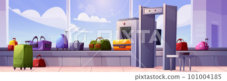 Baggage belt passing security control at airport 101004185
