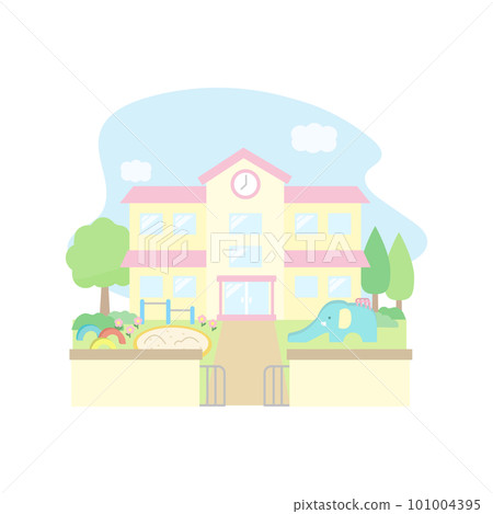 托兒所、幼兒園外觀插圖素材 101004395