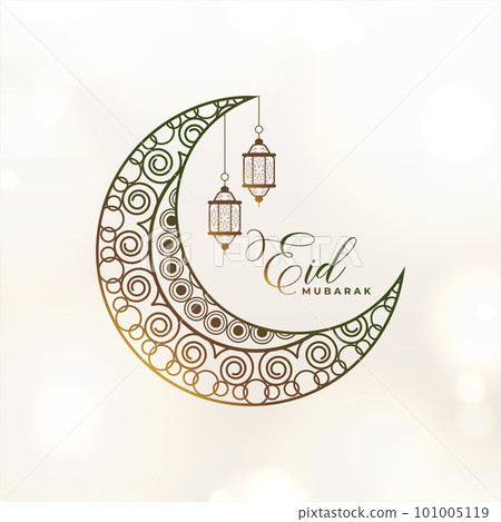 elegant eid mubarak background with crescent moon and fanoos elegant eid mubarak background with crescent moon and fanoos 101005119