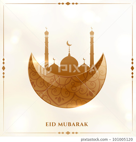 elegant eid mubarak cultural background with moon and mosque elegant eid mubarak cultural background with moon and mosque 101005120