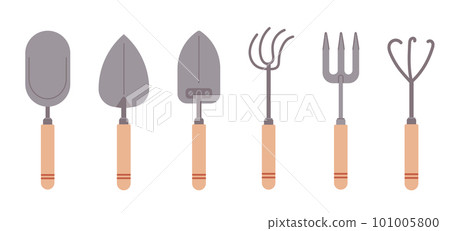 Agriculture tools elements. Hand drawn illustrations of garden planting tools. Isolated objects on a white background. Agriculture tools elements. Hand drawn illustrations of garden planting tools. Isolated objects on a white background. 101005800