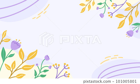 Hand drawn floral background. Flowers and leaves flat illustrati Hand drawn floral background. Flowers and leaves flat illustrati 101005801