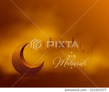 realistic crescent on eid mubarak festival background with smoke effect realistic crescent on eid mubarak festival background with smoke effect 101005877