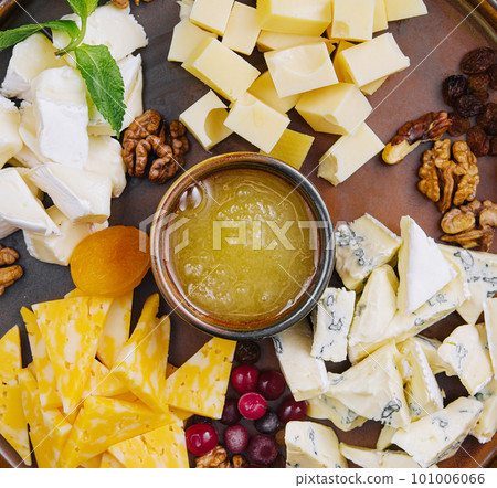 Different types of delicious cheese and snacks 101006066