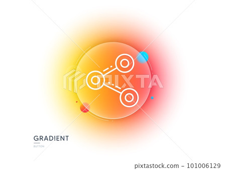 Share line icon. Gradient blur button with glassmorphism. Social media sign. Follow symbol. Transparent glass design. Share line icon. Vector 101006129