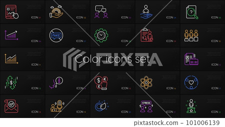 Set of Lgbt, Inspect and Inclusion line icons. Include Equity, Search document, Fake news icons. Success, Paint brush, Money currency web elements. Confirmed mail, Time management, Dollar rate. Vector 101006139