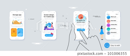Confirmed mail, Computer security and Treasure map line icons for website, printing. Phone ui interface. Collection of Talk bubble, Market sale, Scroll down icons. Medical tablet, Making money. Vector 101006355